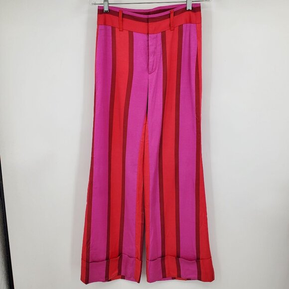 Maggie Marilyn Endless Optimist Pink and Red Striped Women's Trousers pants 2 - Picture 4 of 12